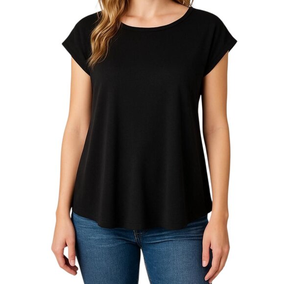 Universal Standard Women's Black Flowy Cap Sleeve Split Back Top Size XS NWT - Picture 1 of 12